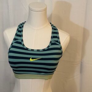 Nike Striped Sports Bra - Teal and Lime